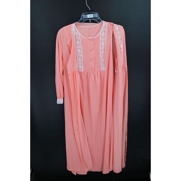 Vintage Gossard Artemis night gown and robe women's size small Peach With White - Picture 8 of 12